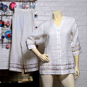 JORDAN | White Linen 2 Pc Coordinate